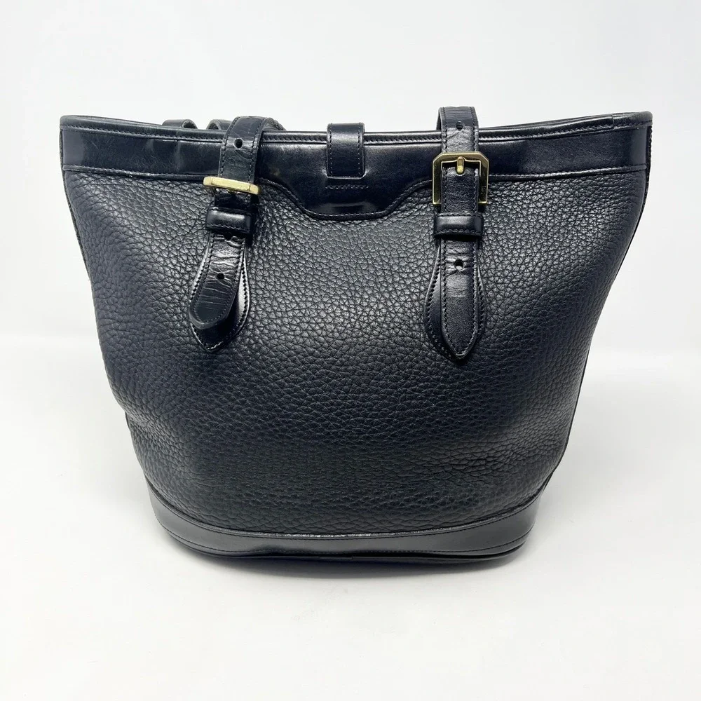 VTG Dooney & Bourke‎ East/West Bucket Tote Handbag Leather Navy MADE IN USA Bag